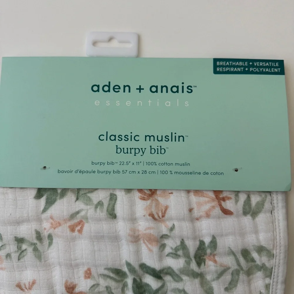 NEW Aden + Anais Burpy Bib Classic Muslin Cotton Breathable Floral Print
